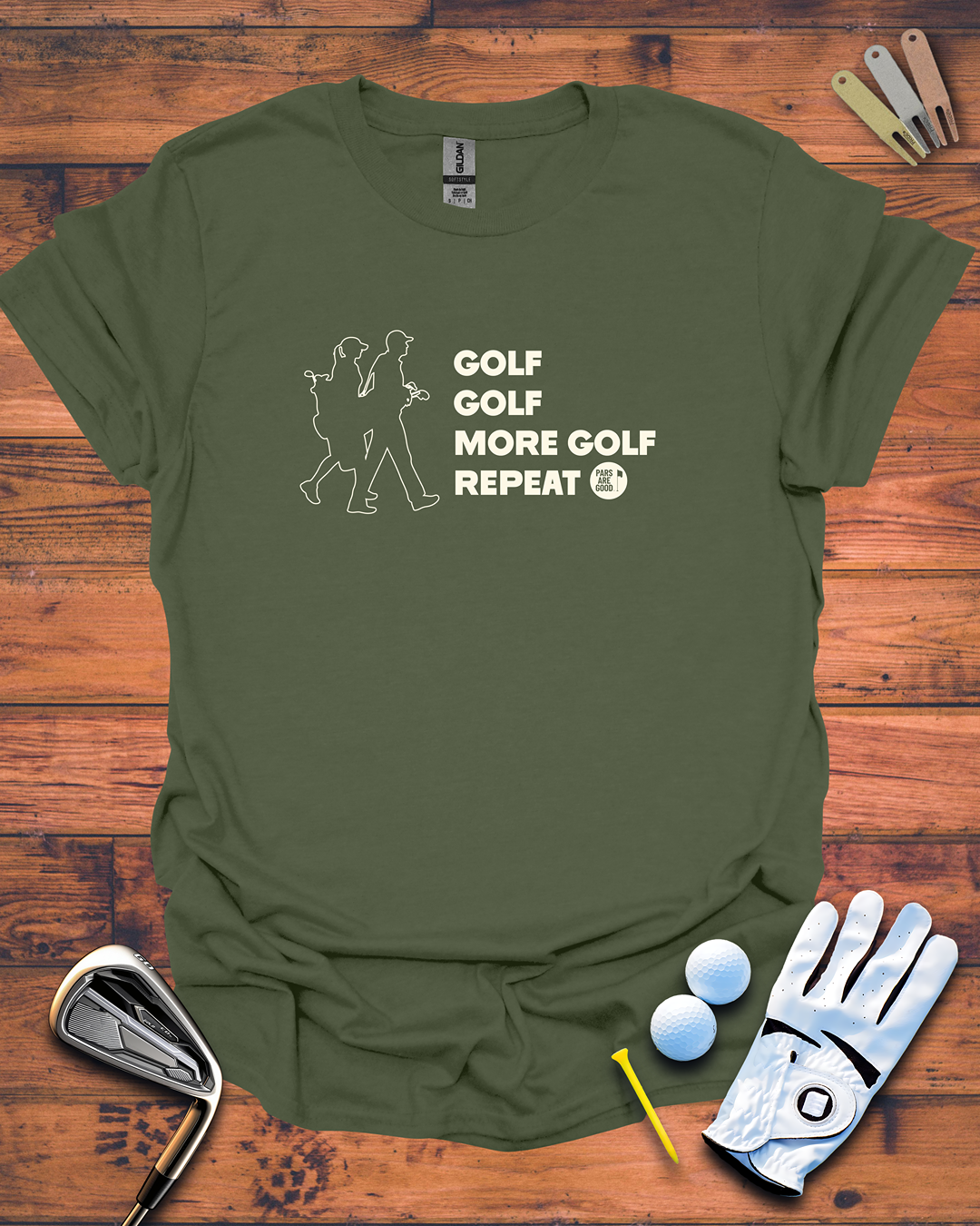 Golf. Golf. More Golf. Repeat - Golf T-Shirt, Funny Golf Gift T-Shirt