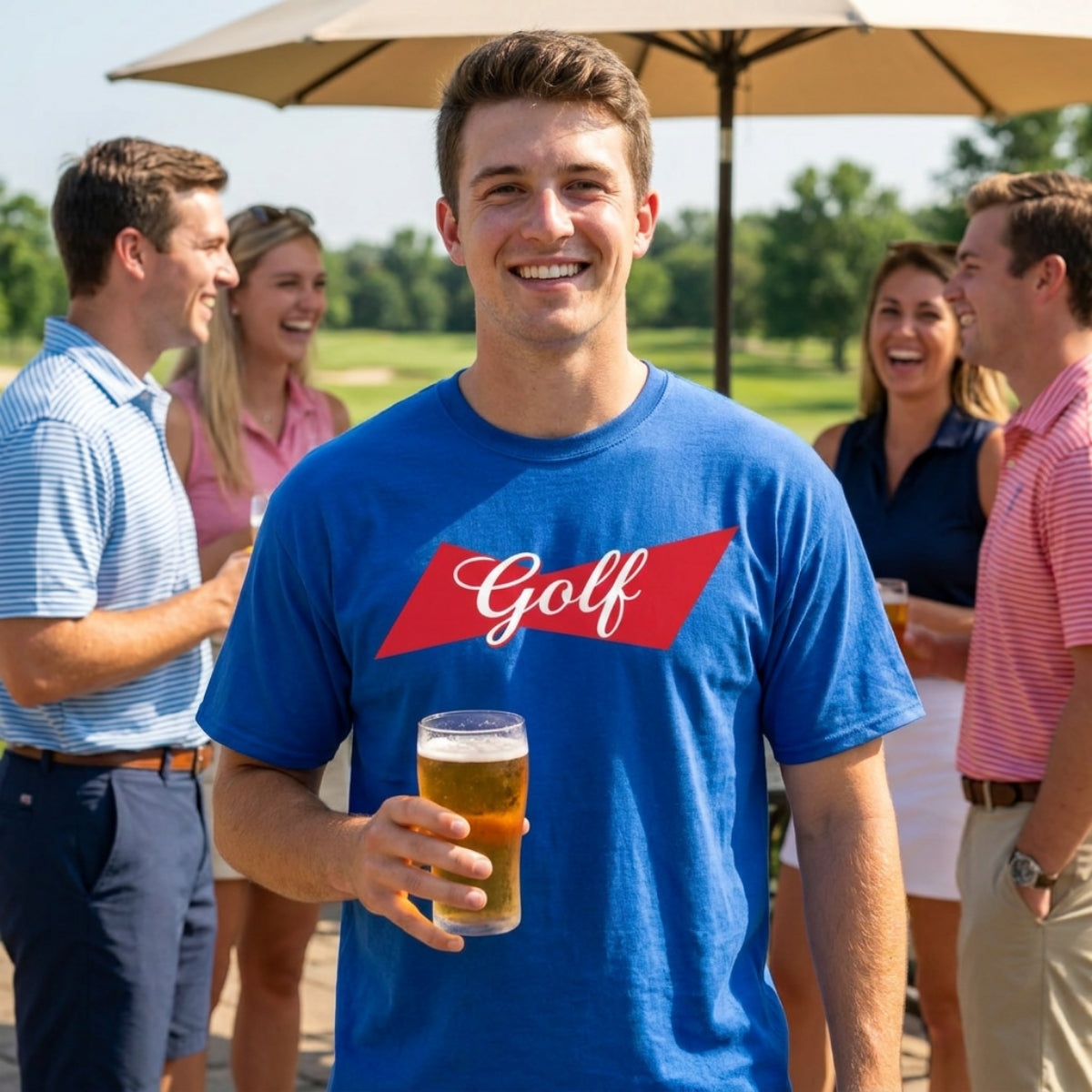 Golf Logo T-Shirt — Retro Red Script Golf Tee